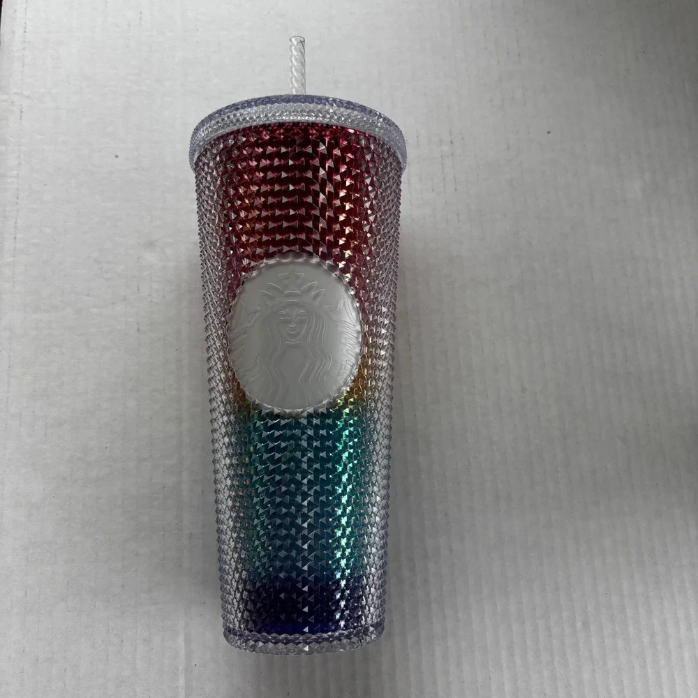 Starbucks Rainbow‎ Studded Venti Tumbler 24oz Ombre Grid Cold Cup